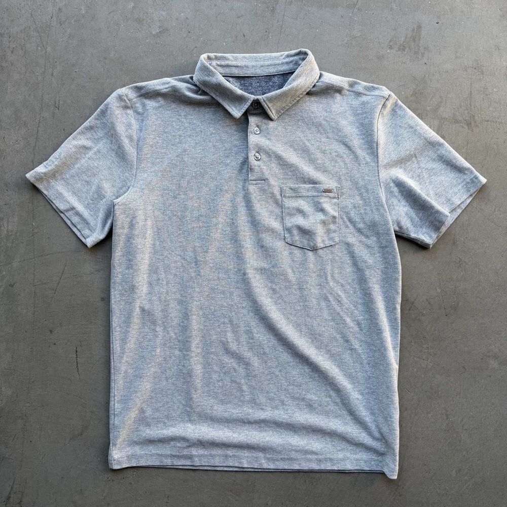 Vuori Polo Shirt Mens M Gray Ace Pique Pocket Golf Casual Performance V164